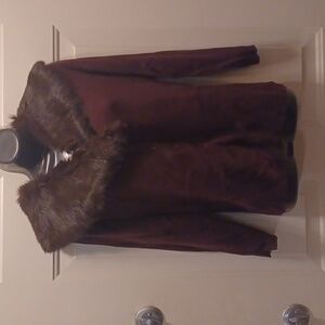 Kathy Ireland Fur Collar Sweater, Size Large